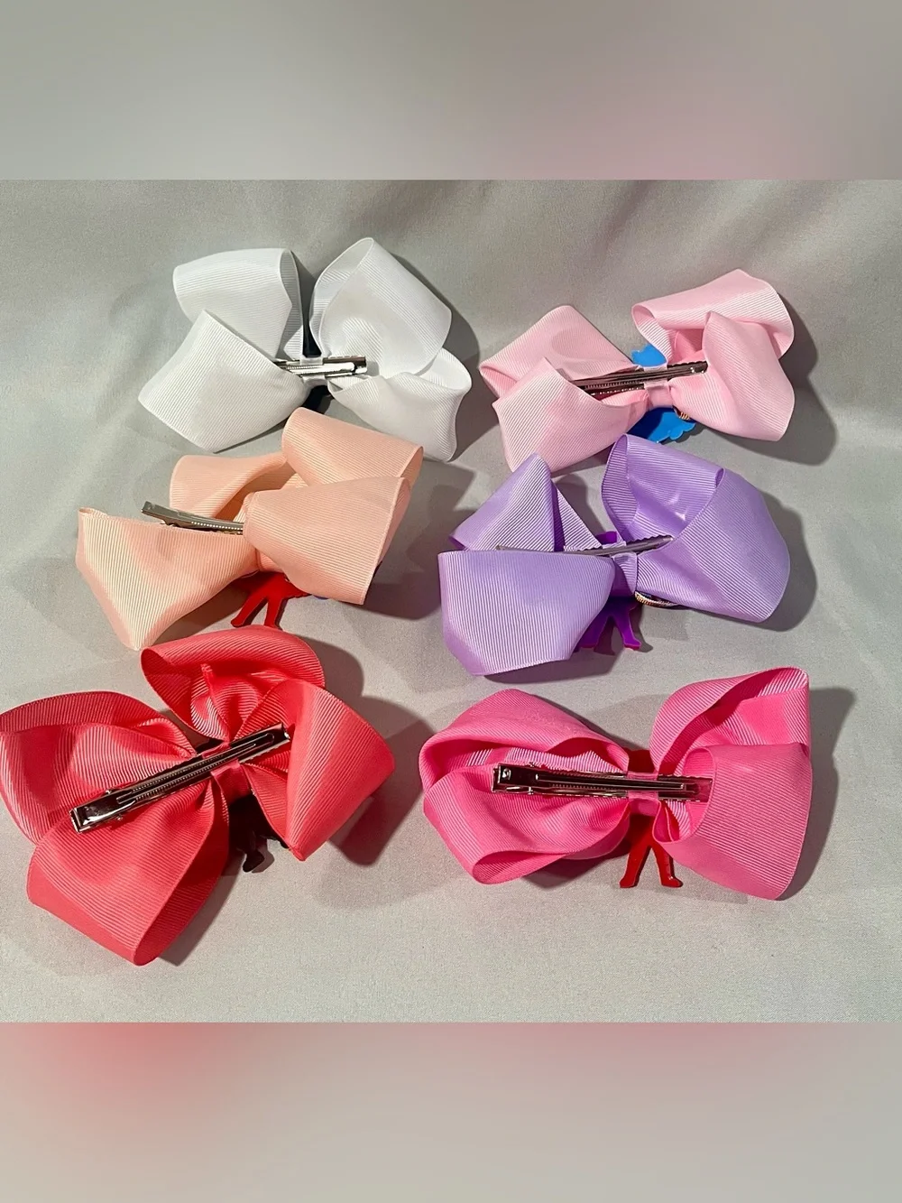 Colorful K-pop Kids Hair Bows - White, Pink, Peach, Purple, Red